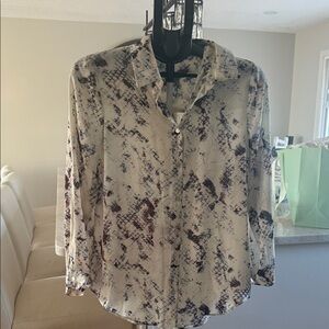 Rose & Olive Cream and Black Button Down Shirt